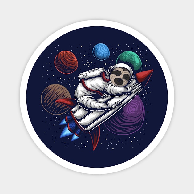 Sloth-stronaut | Funny Sloth Astronaut with Rocket and Planets Magnet by SLAG_Creative